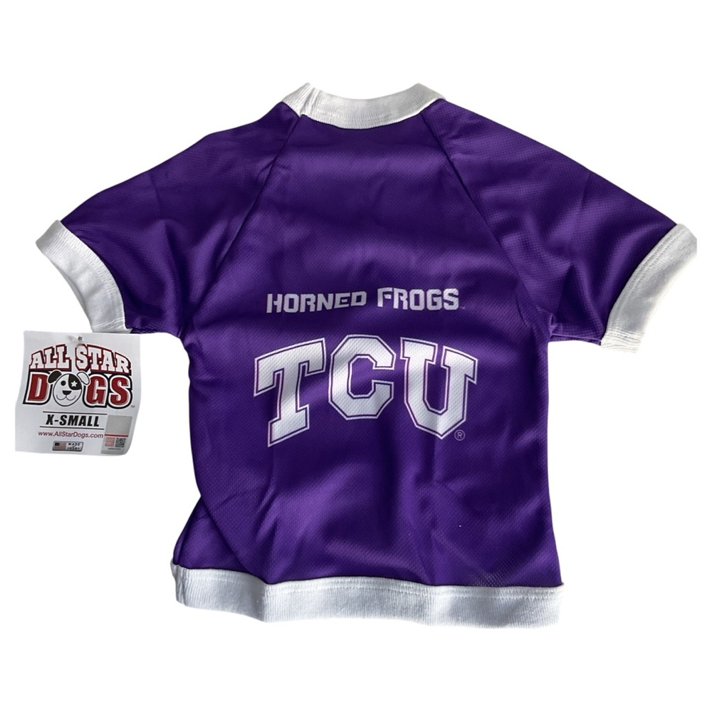 All Star Dogs TCU Purple And White Dog Jersey Size X-Small
